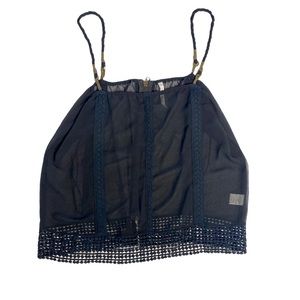 Willow & Clay black, sheer, dress tank with gold/metal detailing. 🍸